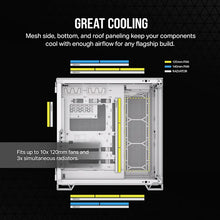 Load image into Gallery viewer, CORSAIR 6500X Mid-Tower Dual Chamber PC CASE, Tempered Glass, Compatible with reverse connector motherboards, Supports BTF, White
