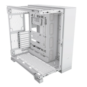 CORSAIR 6500X Mid-Tower Dual Chamber PC CASE, Tempered Glass, Compatible with reverse connector motherboards, Supports BTF, White