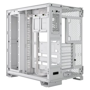 CORSAIR 6500X Mid-Tower Dual Chamber PC CASE, Tempered Glass, Compatible with reverse connector motherboards, Supports BTF, White