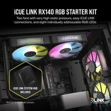 Load image into Gallery viewer, CORSAIR RX Series, iCUE LINK RX140; 140mm Fan; Dual Pack, Noise level (high speed): 36 dB, Maximum airflow: 94.7 cfm, Product colour: Black
