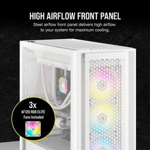 Corsair iCUE 5000D RGB Airflow Tempered Glass Mid-Tower PC CASE; White, Width: 245 mm, Depth: 520 mm, Height: 520 mm