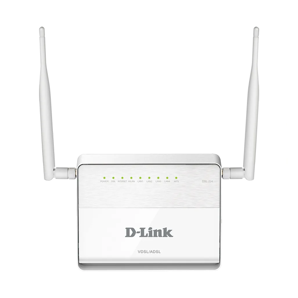 D-Link DSL-224 Wireless N ADSL/VDSL2 + 4-Fast Ethernet ports Wi-Fi Router Single-band (2.4 GHz), 10/100 Mbit/s data rates, 10/100Base-T(X)