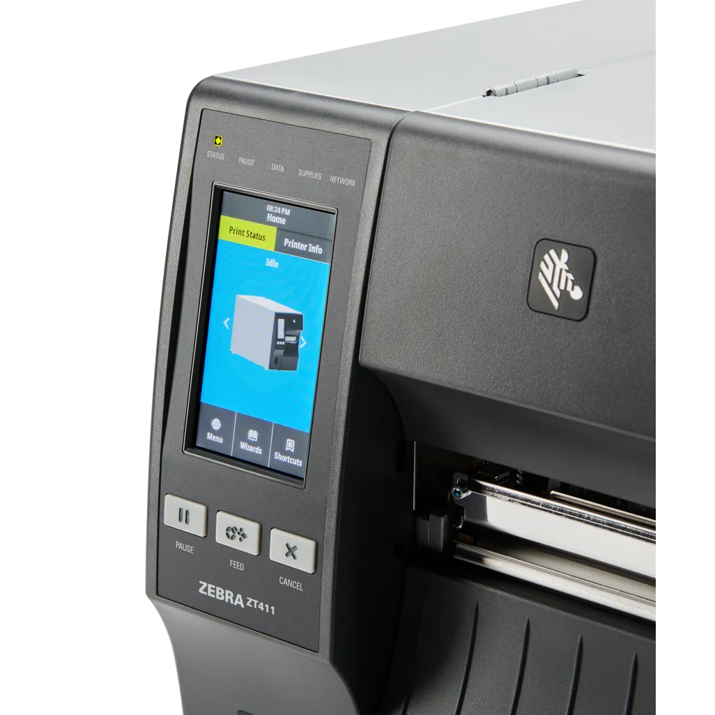 TT Printer ZT411; 4''; 203 dpi; Euro and UK cord; Serial; USB; 10/100 Ethernet; Bluetooth 4.1/MFi; USB Host; EZPL