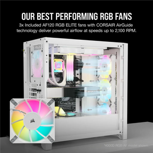 Corsair iCUE 5000D RGB Airflow Tempered Glass Mid-Tower PC CASE; White, Width: 245 mm, Depth: 520 mm, Height: 520 mm