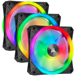 Corsair iCUE QL140 RGB 140mm PWM Dual Fan Kit with Lighting Node CORE, Fan diameter: 14 cm, Voltage: 6 - 13.2 V, Product colour: Black, Grey