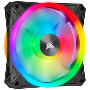 Corsair iCUE QL140 RGB 140mm PWM Dual Fan Kit with Lighting Node CORE, Fan diameter: 14 cm, Voltage: 6 - 13.2 V, Product colour: Black, Grey