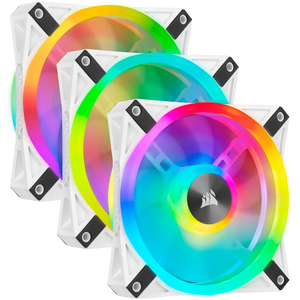 Corsair iCUE QL120 RGB 120mm PWM Triple Fan with Lighting Node CORE, White, Fan diameter: 12 cm, Voltage: 6 - 13.2 V, Product colour: White