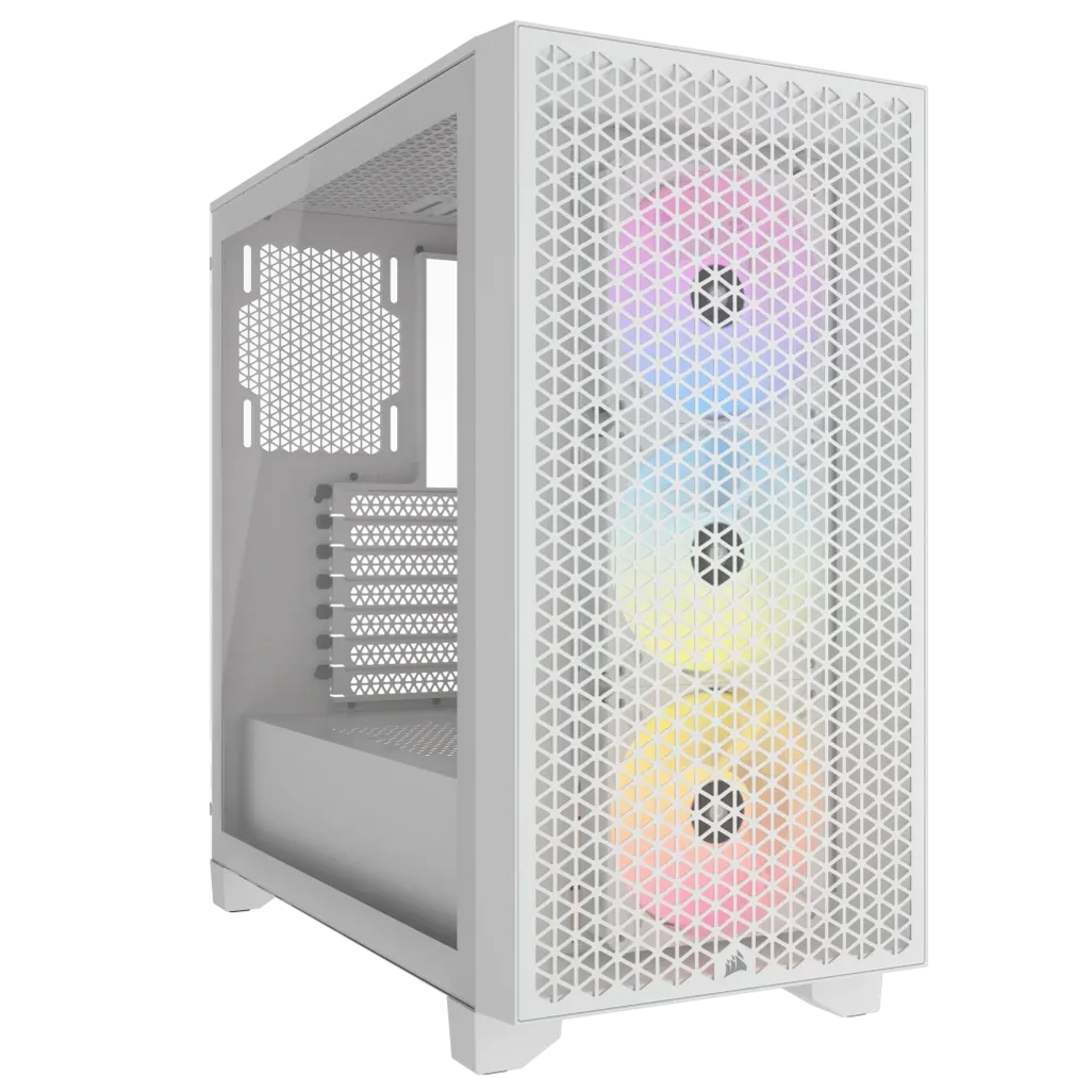 CORSAIR 3000D RGB Tempered Glass Mid-Tower PC CASE - White