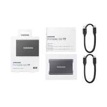 Load image into Gallery viewer, Samsung Portable SSD T7, 2000 GB, USB Type-C, 3.2 Gen 2 (3.1 Gen 2), 1050 MB/s Read Speed, 1000 MB/s Write Speed, Password protection, Titan Grey
