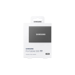 Samsung Portable SSD T7, 2000 GB, USB Type-C, 3.2 Gen 2 (3.1 Gen 2), 1050 MB/s Read Speed, 1000 MB/s Write Speed, Password protection, Titan Grey