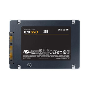 Samsung MZ-77Q2T0BW 2TB 870QVO 2.5'' SSD, Read speed 560 MB/s, Write speed 530 MB/s, Data transfer rate 6 Gbit/s, Component for PC/notebook