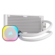 Load image into Gallery viewer, Corsair iCUE Link H100i RGB Liquid CPU Cooler - QX120 RGB Fans - White - 240mm Radiator - Fits Intel LGA 1700; AMD AM5 - Hub Included
