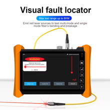 Load image into Gallery viewer, Fiber Optic Reflectometer MOT-73 OTDR 1310/1550nm 1610nm 28/26/24dB 7" Touch Screen VFL OLS OPM Event Map Ethernet Cable Tester

