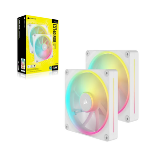 CORSAIR LX RGB Series; iCUE LINK LX140 RGB White; 140mm Fan; Dual Pack; iCUE LINK System Hub Included