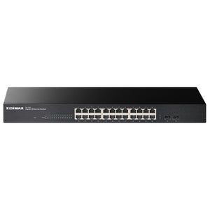 Edimax 24 Port Unmanaged Gigabit Switch with 2 SFP Ports, 24x 10/100/100Mbps Ports + 2x SFP slots, Rack Mount Gigabit Ethernet Switch, ED-GS-1026-V3