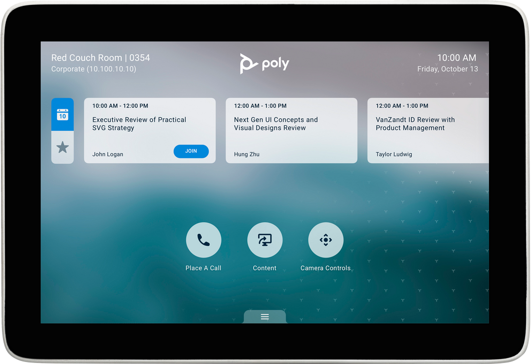 Poly TC8 Touch Controller 875J0AA, compatible with Poly video solutions, including Poly Studio X video bars and Poly G7500