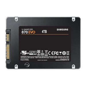 Samsung MZ-77E4T0BW 870 EVO 4TB 2.5'' SATA SSD, 560 MB/s Read speed, 530 MB/s Write speed, 6 Gbit/s Data transfer rate, Component for PC