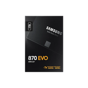 Samsung MZ-77E1T0BW 870 EVO 1 TB SATA SSD; Read Speed up to 560 MB/s; Write Speed up to 530 MB/s; Random Read Max 98000 IOPS