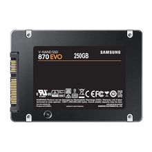 Load image into Gallery viewer, Samsung MZ-77E250BW 870 EVO 250 GB 2.5&#39;&#39; SATA SSD, 560MB/s Read, 530 MB/s Write, Component for PC, compatible with SATA 3 Gb/s and 1.5 Gb/s interface
