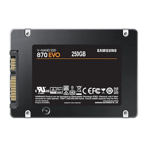 Samsung MZ-77E250BW 870 EVO 250 GB 2.5'' SATA SSD, 560MB/s Read, 530 MB/s Write, Component for PC, compatible with SATA 3 Gb/s and 1.5 Gb/s interface