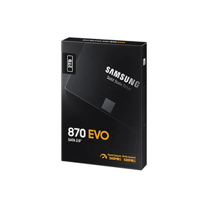 Samsung MZ-77E2T0BW 870 EVO 2 TB 2.5'' SATA SSD, 560 MB/s Read speed, 530 MB/s Write speed, 6 Gbit/s Data transfer rate, Component for PC