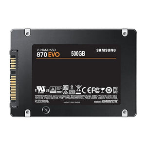 Samsung MZ-77E500BW 870 EVO 2.5'' 500 GB SATA SSD, 560 MB/s Read speed, 530 MB/s Write speed, 6 Gbit/s Data transfer rate, Component for PC