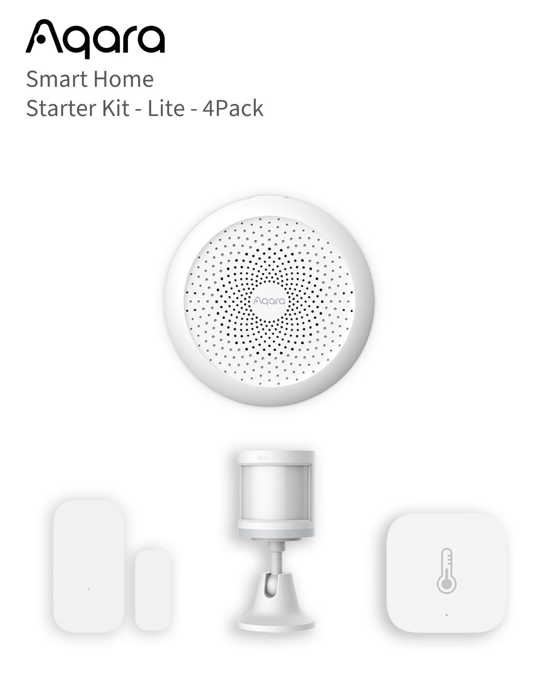 Aqara Smart Home Starter Kit Lite, includes Door and Window Contact Sensor, Temperature and Humidity Sensor, Hub M1S Gen2, Motion Sensor, AQ-HomeK