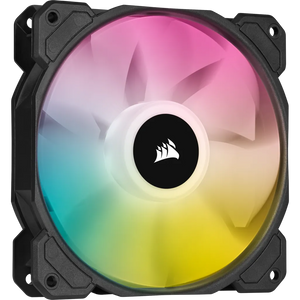 Corsair SP120 RGB ELITE; 120mm RGB LED Fan with AirGuide, Triple Pack with Lighting Node CORE, Fan diameter 12 cm, Voltage: 6 - 13.2 V, Colour: Black