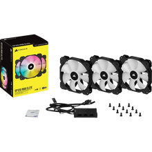 Load image into Gallery viewer, Corsair SP120 RGB ELITE; 120mm RGB LED Fan with AirGuide, Triple Pack with Lighting Node CORE, Fan diameter 12 cm, Voltage: 6 - 13.2 V, Colour: Black
