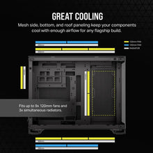 Load image into Gallery viewer, Corsair 2500D Airflow, Midi Tower Micro ATX Dual Chamber PC Case, 18 cm, 40 cm, Black, Dimensions - Width: 304 mm, Depth: 469 mm, Height: 376 mm
