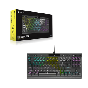 Corsair K70 RGB TKL Mechanical Gaming Keyboard; Backlit RGB LED; Cherry MX Speed Keyswitches; Black