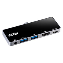 Load image into Gallery viewer, ATEN UH3238 Dock; USB-C 5-in-1 Travel Dock with Power Pass-Through - 1 x audio port; 2 x USB Type-A ports; 1 x HDMI; 1 x USB-C

