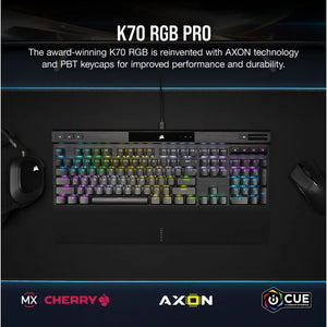 CORSAIR K70 RGB PRO Mechanical Gaming Keyboard - CHERRY MX SPEED Silver Keyswitches - Black