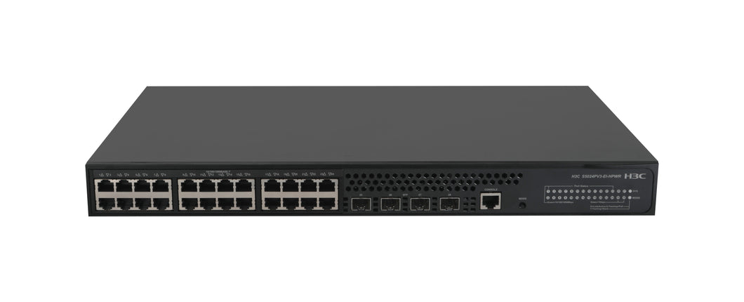 H3C S5024Pv3-Ei-Hpwr L2 Ethernet PoE Switch With 24*10/100/1000base-t Poe+ Ports (Ac 370w, Dc 740w) And 4*1000base-x Sfp Ports, (Ac/dc) 9801A1QH