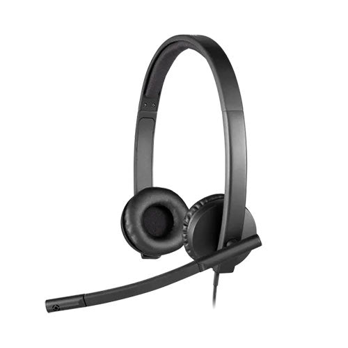 Logitech H570e USB Headset H570e Stereo, on-ear USB Headset with leatherette ear cushions, Adjustable padded headband, Acoustic echo cancellation