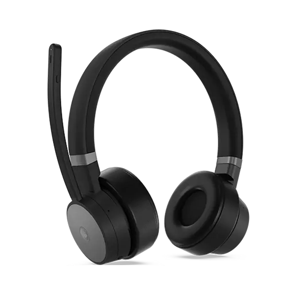 Lenovo Go Wireless ANC Headset, Microsoft Teams Certified, USB + Bluetooth Connection, Noice Cancellation, Pouch, Flip Microphone