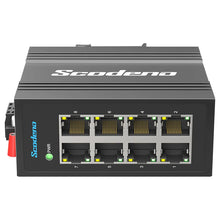 Load image into Gallery viewer, Scodeno Industrial Ethernet Switch 8-Port Megabit 10/100Mbps Unmanaged -40 to 75°C DIN-Rail IP40, 8*10/100Base-T ports
