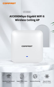 AX3000 WiFi6 Ceiling AP 2.4G 5.8Ghz High Power Wireless Access Point Router with Poe MU-MIMO Gigabit Wi-Fi Coverage CF-E393AX