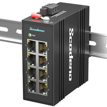 Load image into Gallery viewer, Scodeno Industrial Ethernet Switch 8-Port Megabit 10/100Mbps Unmanaged -40 to 75°C DIN-Rail IP40, 8*10/100Base-T ports
