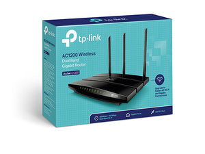 TP-Link AC1200 Dual-Band Wi-Fi Gigabit Router, 1200Mbps Wi-Fi, 1× Gigabit WAN, 4× Gigabit LAN Ports, 1× USB 2.0 Port, 3× Fixed Antennas, Archer C1200