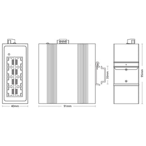 Scodeno Industrial Ethernet Switch 8-Port Megabit 10/100Mbps Unmanaged -40 to 75°C DIN-Rail IP40, 8*10/100Base-T ports