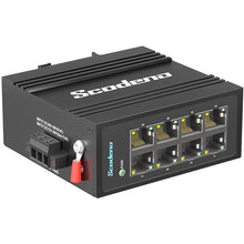 Load image into Gallery viewer, Scodeno Industrial Ethernet Switch 8-Port Megabit 10/100Mbps Unmanaged -40 to 75°C DIN-Rail IP40, 8*10/100Base-T ports

