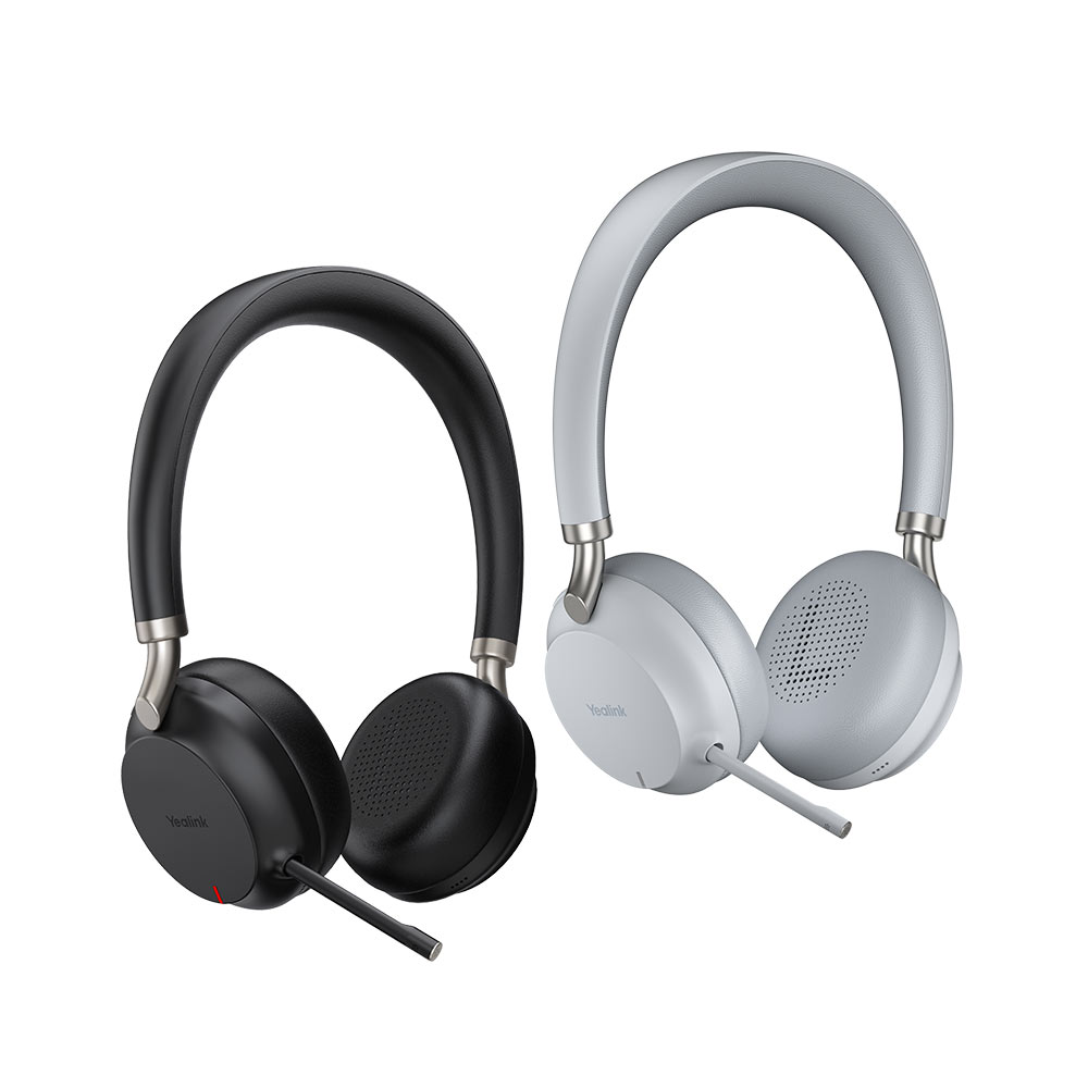 Yealink Bluetooth Business headset with USB-C connection, Teams Certified (Grey), Supports wireless charging, Retractable microphone boom/arm