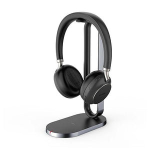 Yealink BH76 Headset, Black with Charging Stand, USB-A Connection, Teams Certified, Retractable hidden microphone arm, Qualcomm aptX HD, 2× Busylights