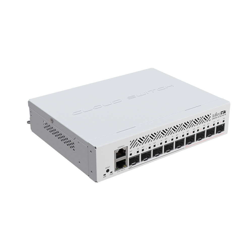 Mikrotik Network netFiber 9 Switch L3, 1GB Ethernet Port (PoE-IN), x5 1G SFP Ports, x4 SFP+ Ports, K-48 fastening set, ears, PSU