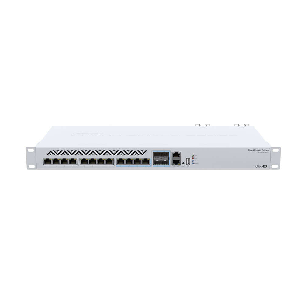MikroTik Cloud Router Switch CRS312-4C+8XG-RM, 8x 1G/2.5G/5G/10G Ethernet, 4x Combo Ports (1G/2.5G/5G/10G RJ45 Ethernet LAN or 10G SFP+), SwitchOS