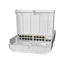 Load image into Gallery viewer, MikroTik netPower 16P, 16x GB LAN with POE-out, 2x SFP+ cages, RouterOS L5 or SwitchOS (dual boot), outdoor enclosure, Excludes PSU
