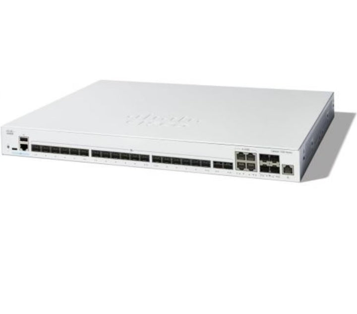 Cisco Catalyst C1300-24XT switch with 20x 10G copper ports, 4x 10G SFP+ (combo with 4x 10G copper ports), 1x GE port, Rack-mountable