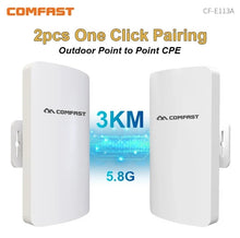 Load image into Gallery viewer, Comfast 300Mbps Outdoor WiFi Bridge 5G CPE Wifi Router 3KM Wifi Singal Extender Access Point 48V POE Antenna 2pcs
