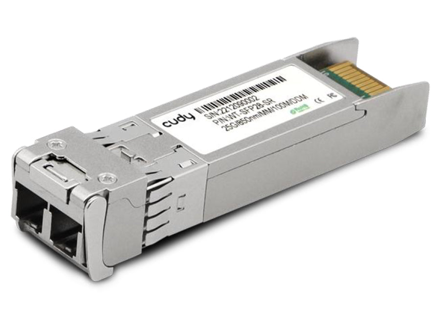 Cudy Multi Mode 25G LC SFP28 850nm 100m, SFP Module, duplex module designed for Multi-Mode fibre deployments up to 100m at 25Gbps | SM25GMA-01